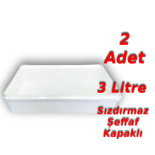 Decotone 3 Lt Plastik Kapaklı Dikdörtgen Tava Kova Beyaz - Görsel 2