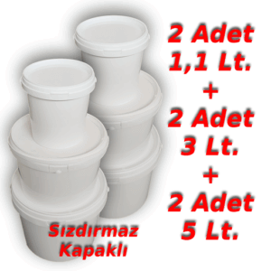 Decotone 1.1 Lt + 3 Lt + 5 Lt Plastik Kapaklı Kova Beyaz