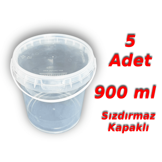 Decotone 0,9 Lt Plastik Kapaklı Kova Şeffaf - Görsel 2