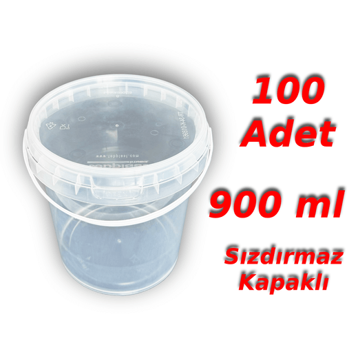 Decotone 0,9 Lt Plastik Kapaklı Kova Şeffaf - Görsel 6